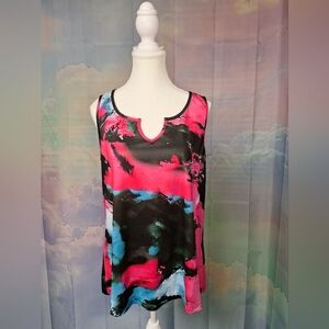 Amazon Vibrant Pink Blue Black Tie Dye Women's Xl Top Like New